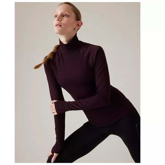 Athleta Tops - ATHLETA Top Womens Small Spiced Cabernet Flurry Seamless Turtleneck Top Shirt